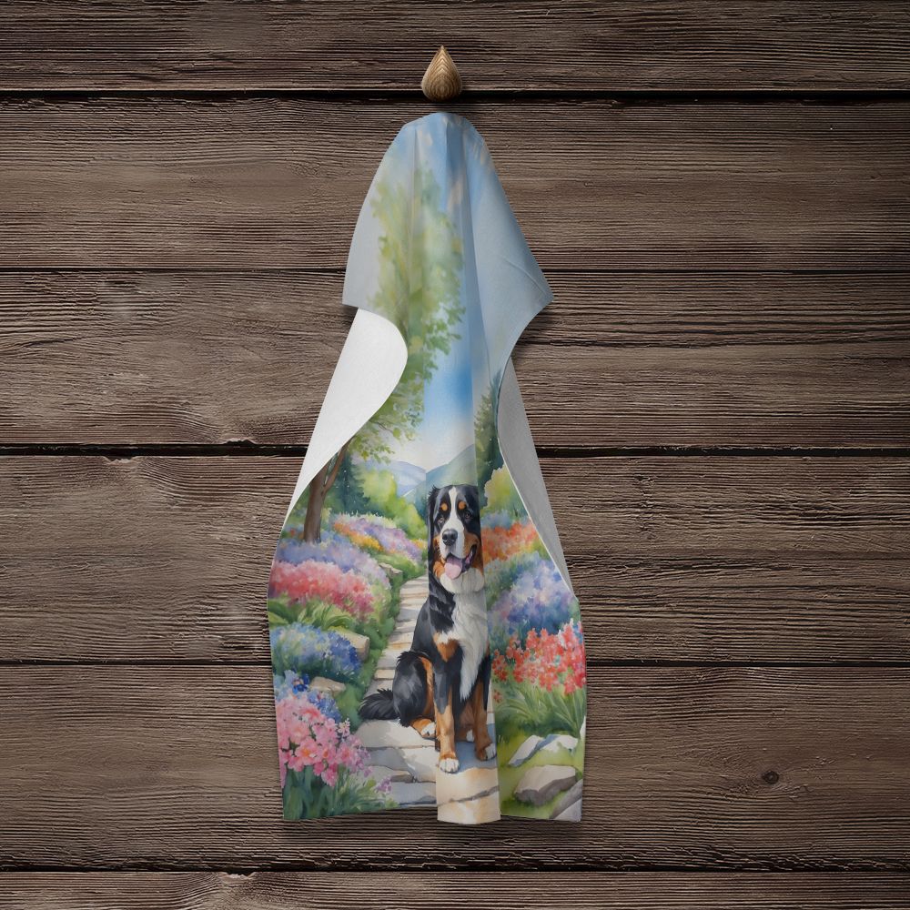 Bernese Mountain Dog Spring Path Kitchen Towel Dish Cloths Guest Hand Towel Decorative Bathroom Towel for Face,Tea, Dishcloth, Kitchen and Bath