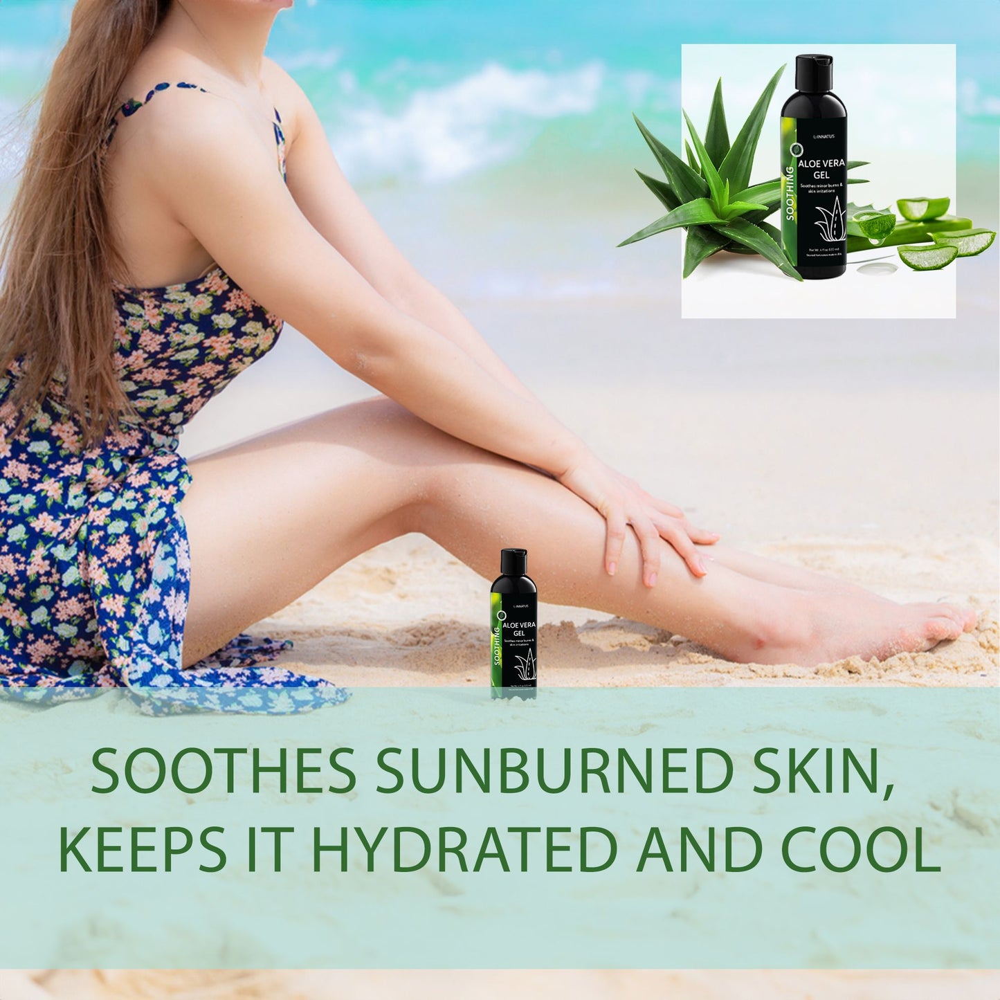 Soothing Aloe Vera Gel – 4oz Organic Aloe for Hydration, Sunburn Relief & Anti-Aging – Natural Moisturizer for Face & Body, Cooling & Rejuvenating Skin Care "