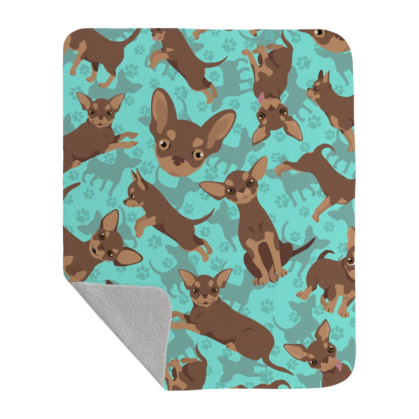 Chocolate Chihuahua Quilted Blanket 50x60 Artwork Pattern Quilted Throw Blanket for Bed, Couch, Sofa, Soft and Lightweight
