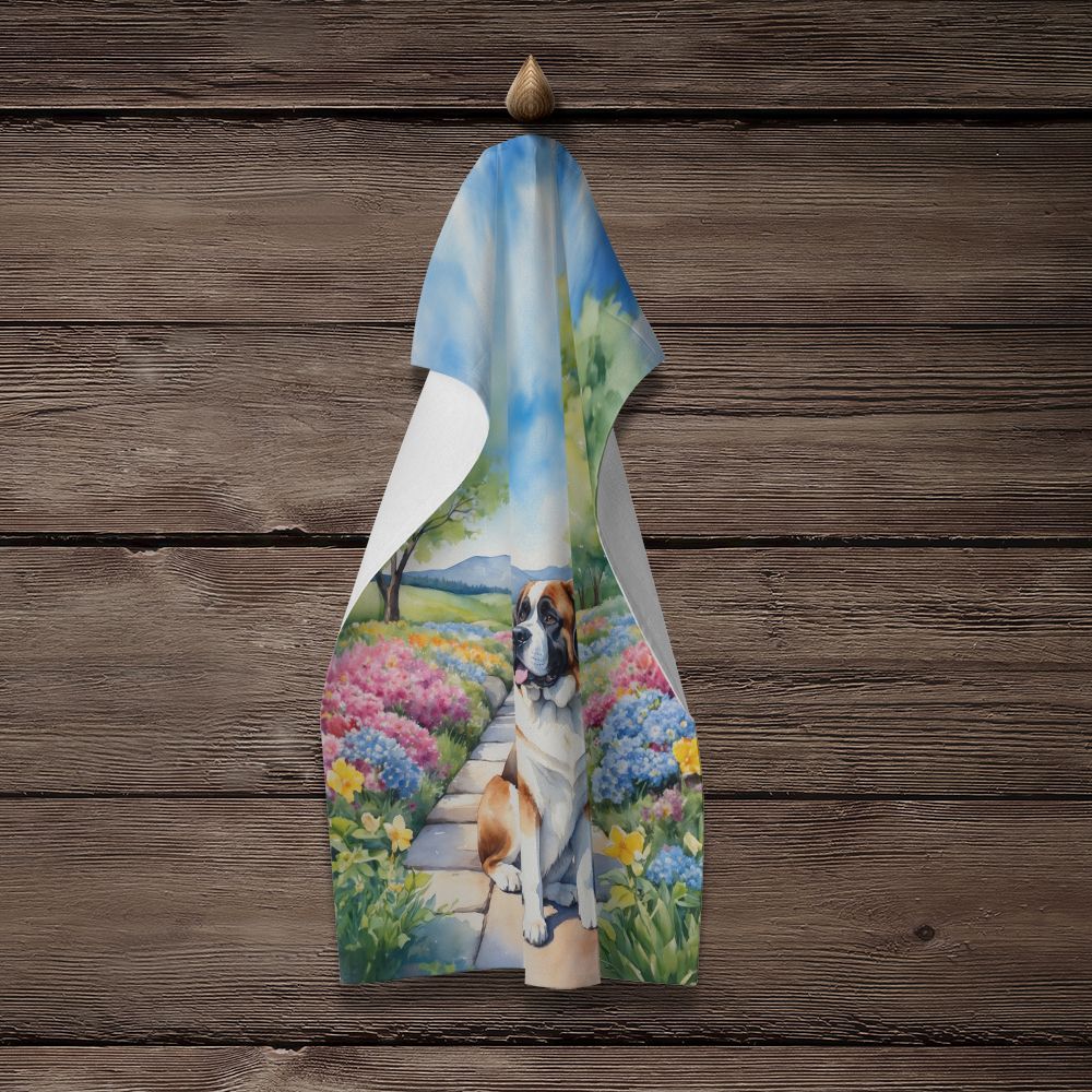 Saint Bernard Spring Path Kitchen Towel Dish Cloths Guest Hand Towel Decorative Bathroom Towel for Face,Tea, Dishcloth, Kitchen and Bath