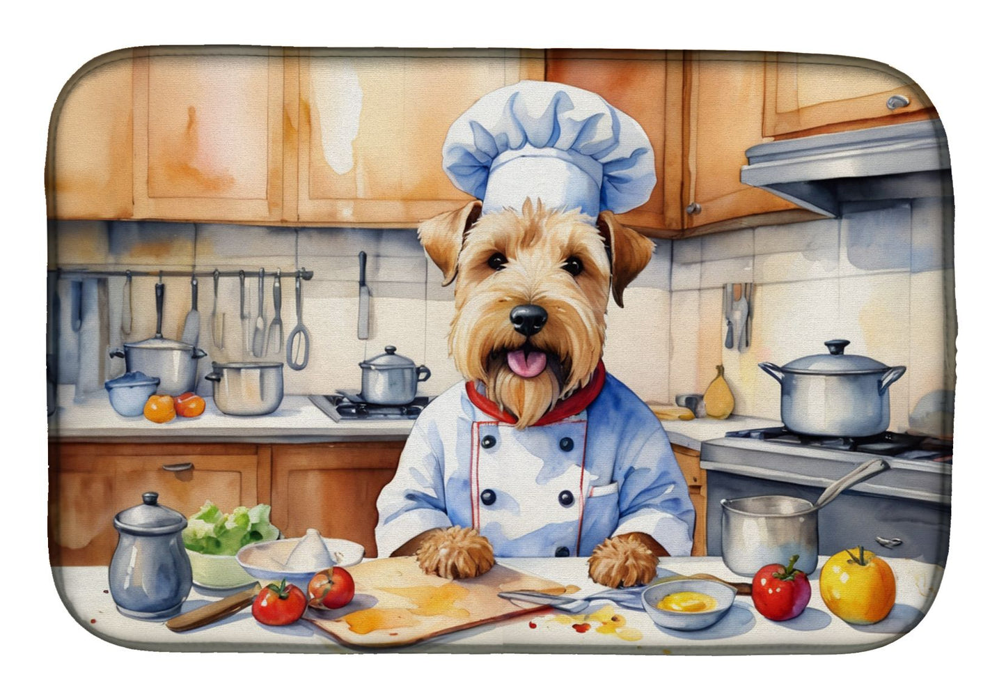 Wheaten Terrier The Chef Dish Drying Mat Absorbent Dish Drying Mat Pad for Kitchen Counter Dish Drainer Mat for Countertop, 14 x 21", Multicolor