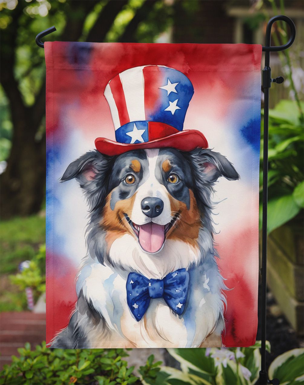 Australian Shepherd Patriotic American Garden Flag Mailbox Flag Decorative Yard Flag Banner Outside Patio Artwork Yard Flower Beds, Garden Size, Multicolor