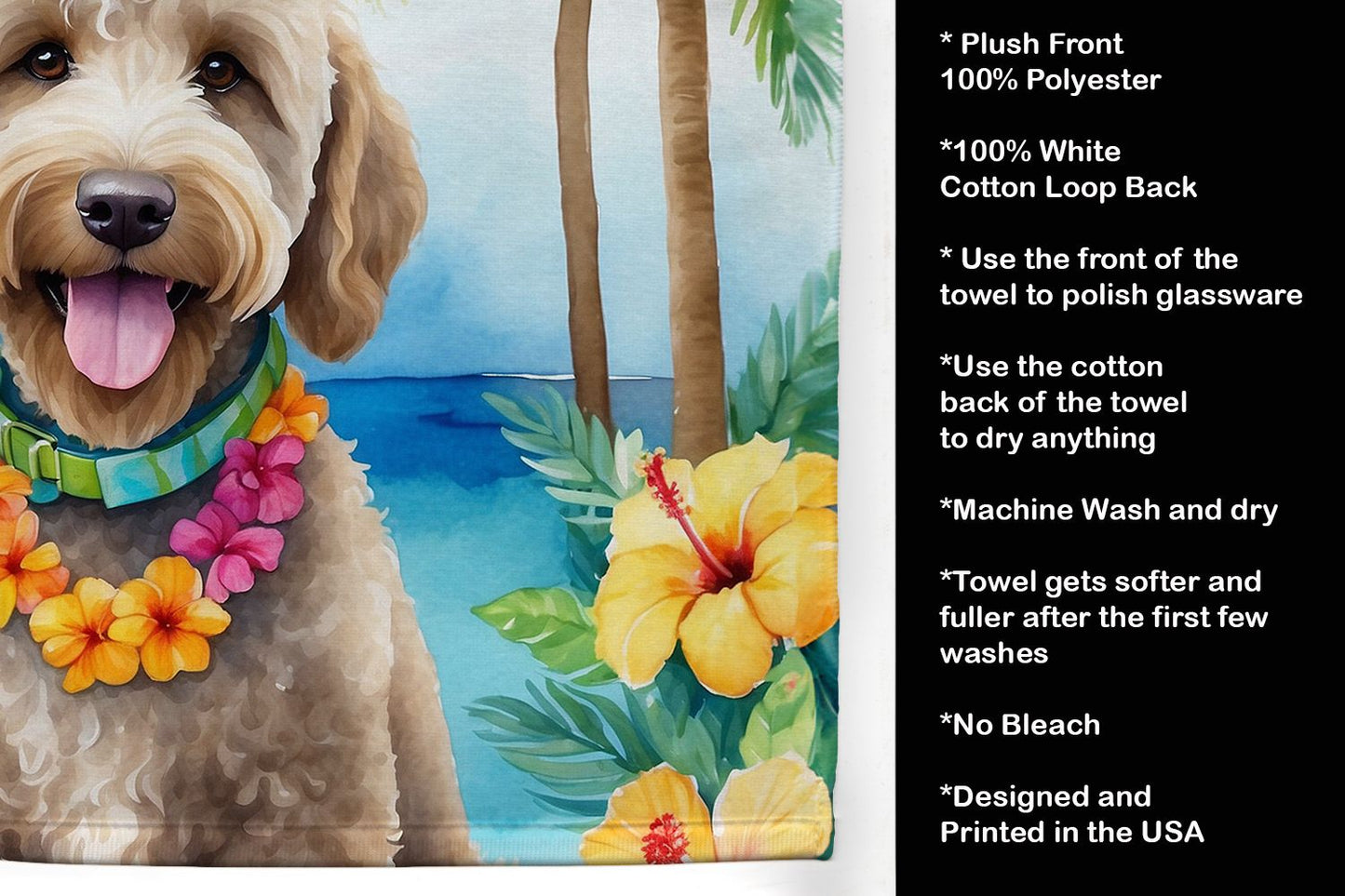 Labradoodle Luau Kitchen Towel Dish Cloths Guest Hand Towel Decorative Bathroom Towel for Face,Tea, Dishcloth, Kitchen and Bath