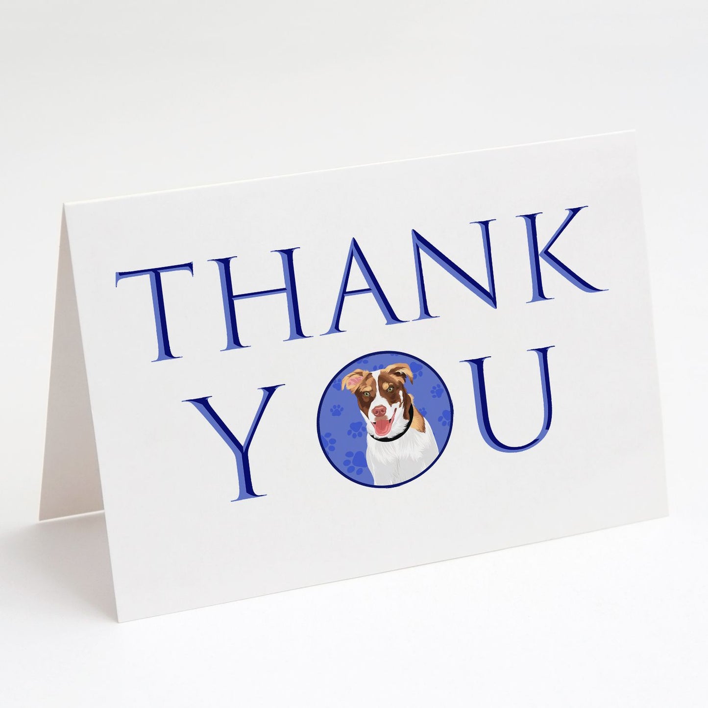 Australian Shepherd Red and White #2 Thank You Greeting Cards Pack of 8 Blank Cards with Envelopes Whimsical A7 Size 5x7 Blank Note Cards