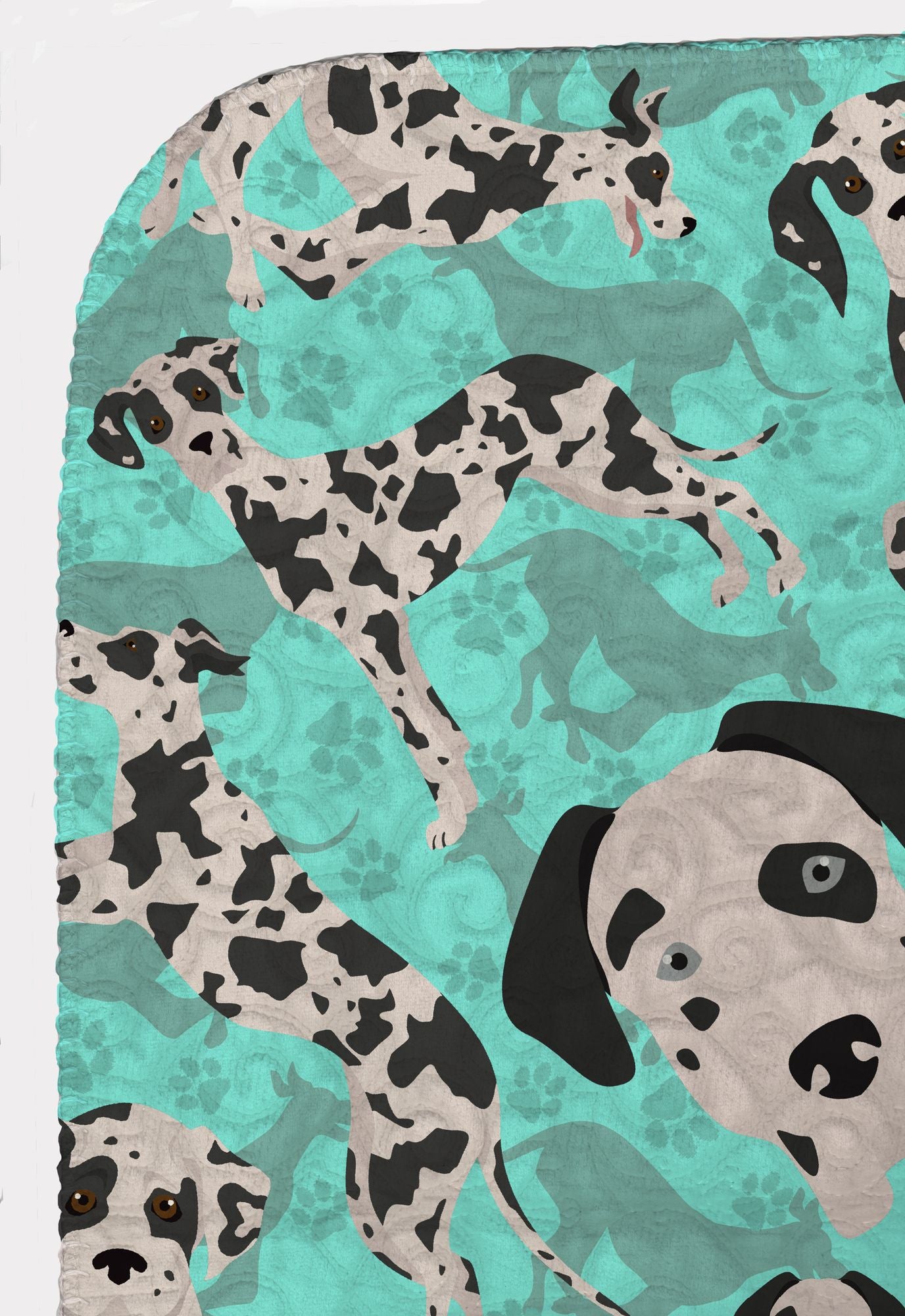 Harlequin Natural Ears Great Dane Quilted Blanket 50x60 Artwork Pattern Quilted Throw Blanket for Bed, Couch, Sofa, Soft and Lightweight