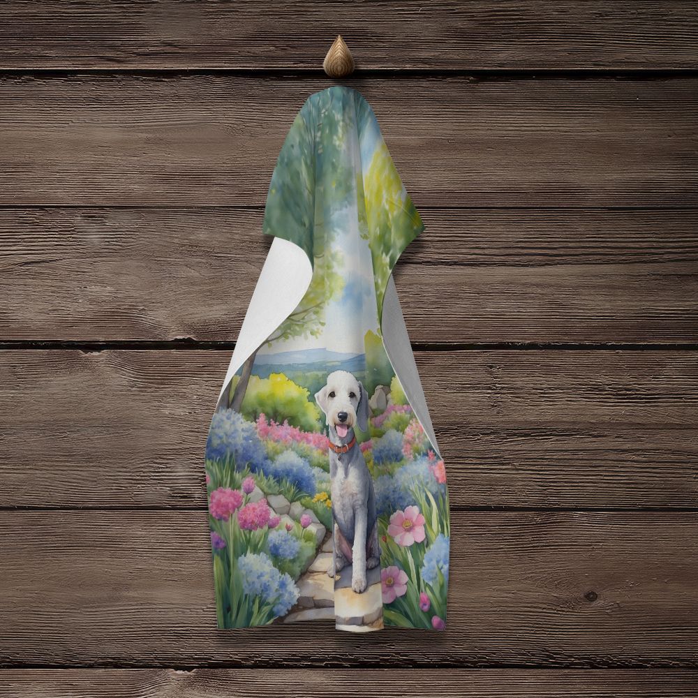 Bedlington Terrier Spring Garden Kitchen Towel Dish Cloths Guest Hand Towel Decorative Bathroom Towel for Face,Tea, Dishcloth, Kitchen and Bath