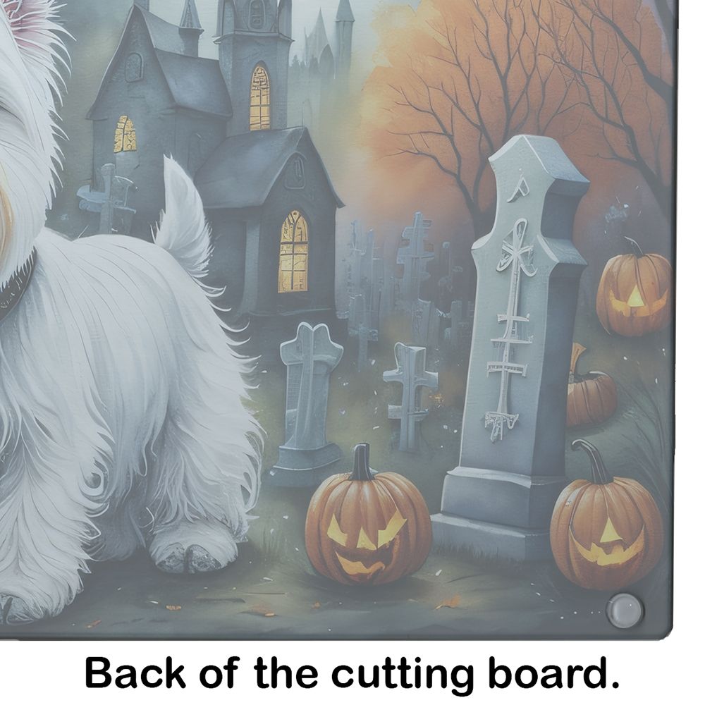 NEW Westie Spooky Halloween Glass Cutting Board Decorative Tempered Glass Kitchen Cutting and Serving Board Large Size Chopping Board