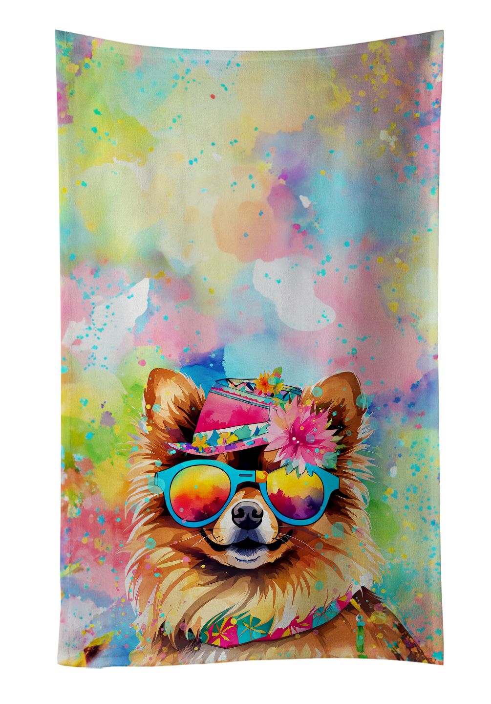 Pomeranian Hippie Dawg Kitchen Towel Dish Cloths Guest Hand Towel Decorative Bathroom Towel for Face,Tea, Dishcloth, Kitchen and Bath