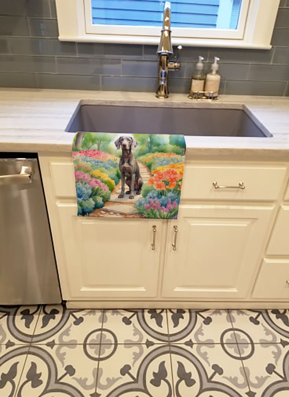 Weimaraner Spring Path Kitchen Towel Dish Cloths Guest Hand Towel Decorative Bathroom Towel for Face,Tea, Dishcloth, Kitchen and Bath