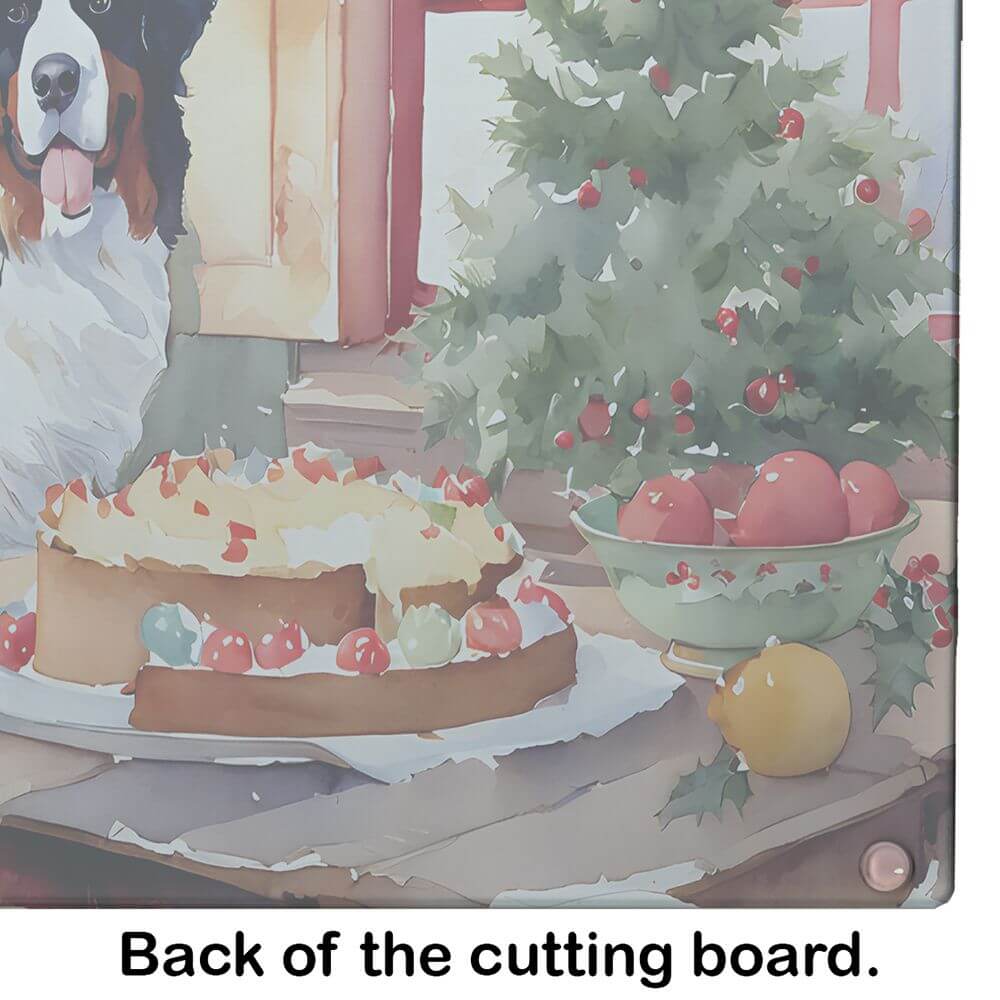 NEW Bernese Mountain Dog Christmas Cookies Glass Cutting Board Decorative Tempered Glass Kitchen Cutting and Serving Board Large Size Chopping Board