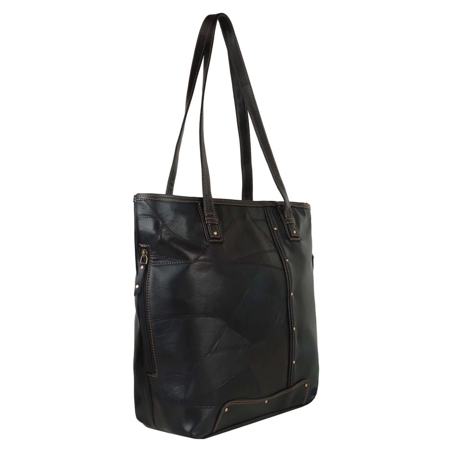 Evelyn Large Tote Shoulder Bag made with upcycled leather + premium vegan leather