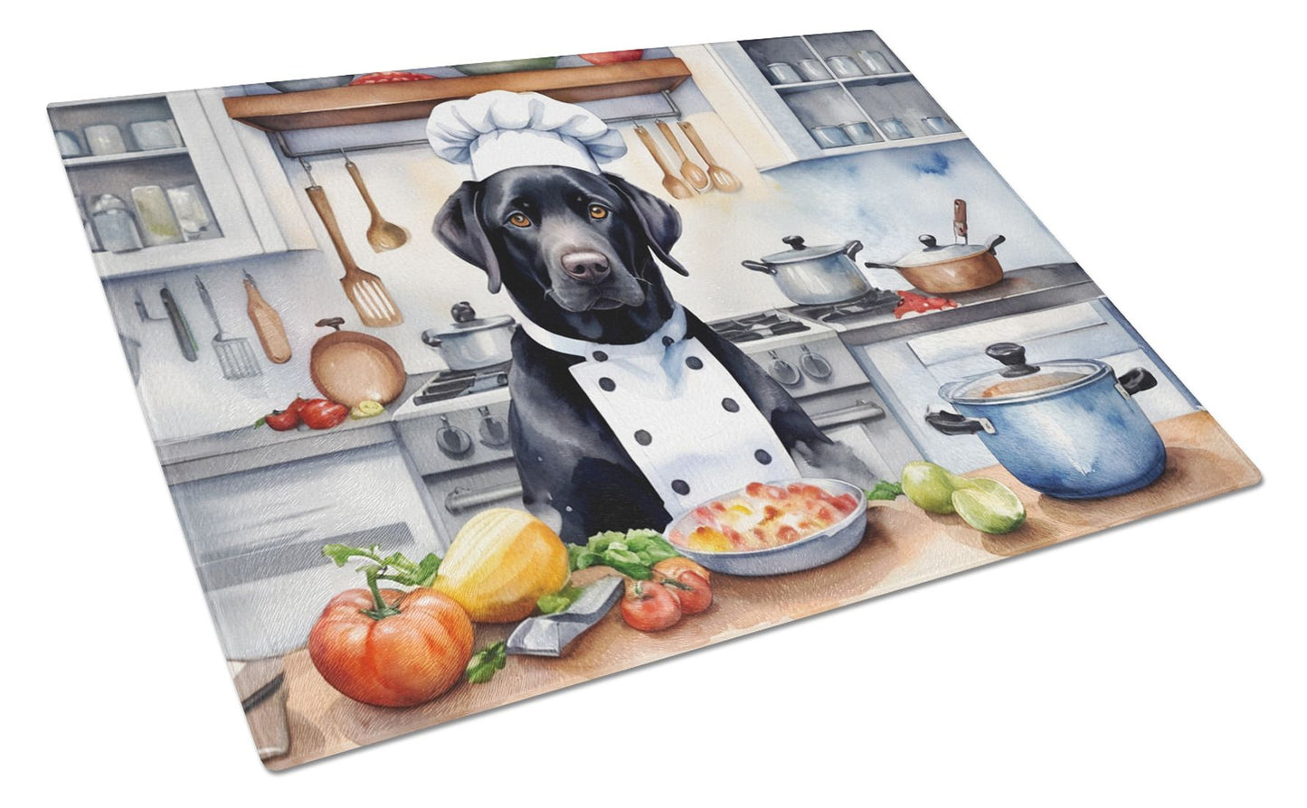 NEW Black Labrador Retriever The Chef Glass Cutting Board Decorative Tempered Glass Kitchen Cutting and Serving Board Large Size Chopping Board