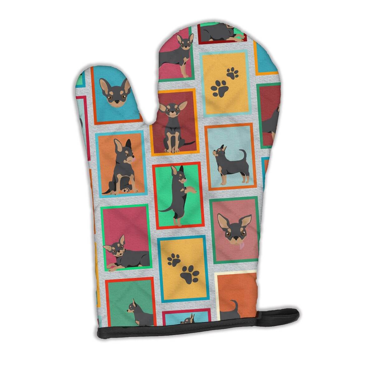 Lots of Black and Tan Chihuahua Oven Mitt Heat Resistant Thick Oven Mitt for Hot Pans and Oven, Kitchen Mitt Protect Hands, Cooking Baking Glove