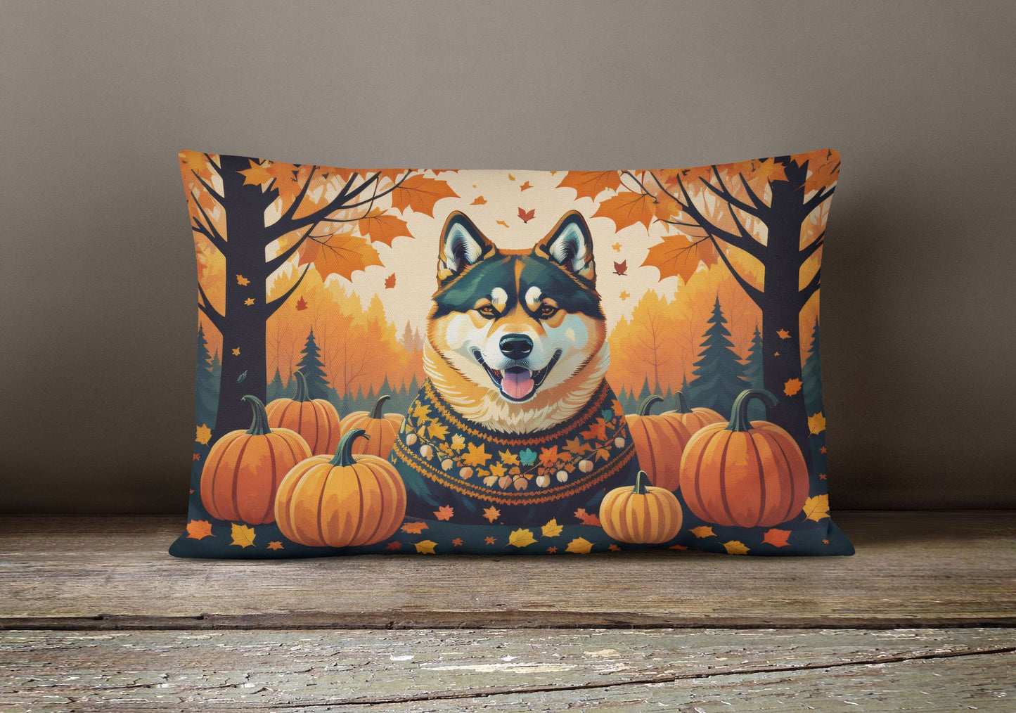 Autumn Leaves Throw Pillow Throw Pillow for Indoor Couch Bed Outdoor Patio Washable, Akita,12Hx16W