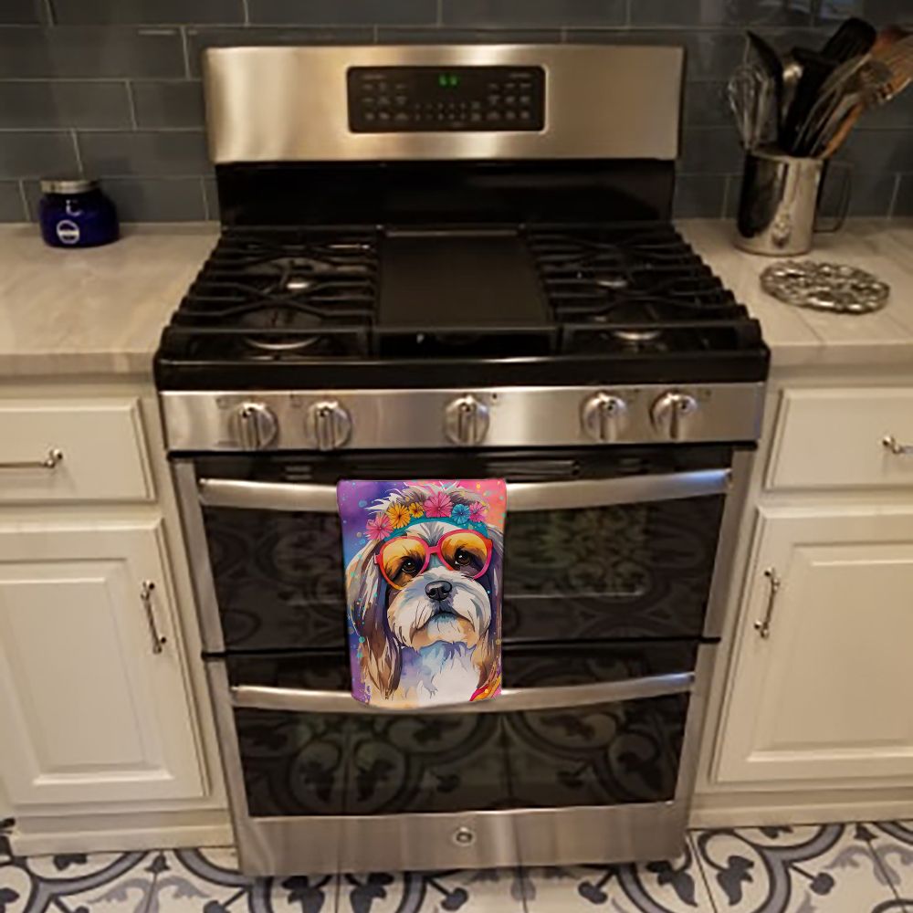 Shih Tzu Hippie Dawg Kitchen Towel Dish Cloths Guest Hand Towel Decorative Bathroom Towel for Face,Tea, Dishcloth, Kitchen and Bath