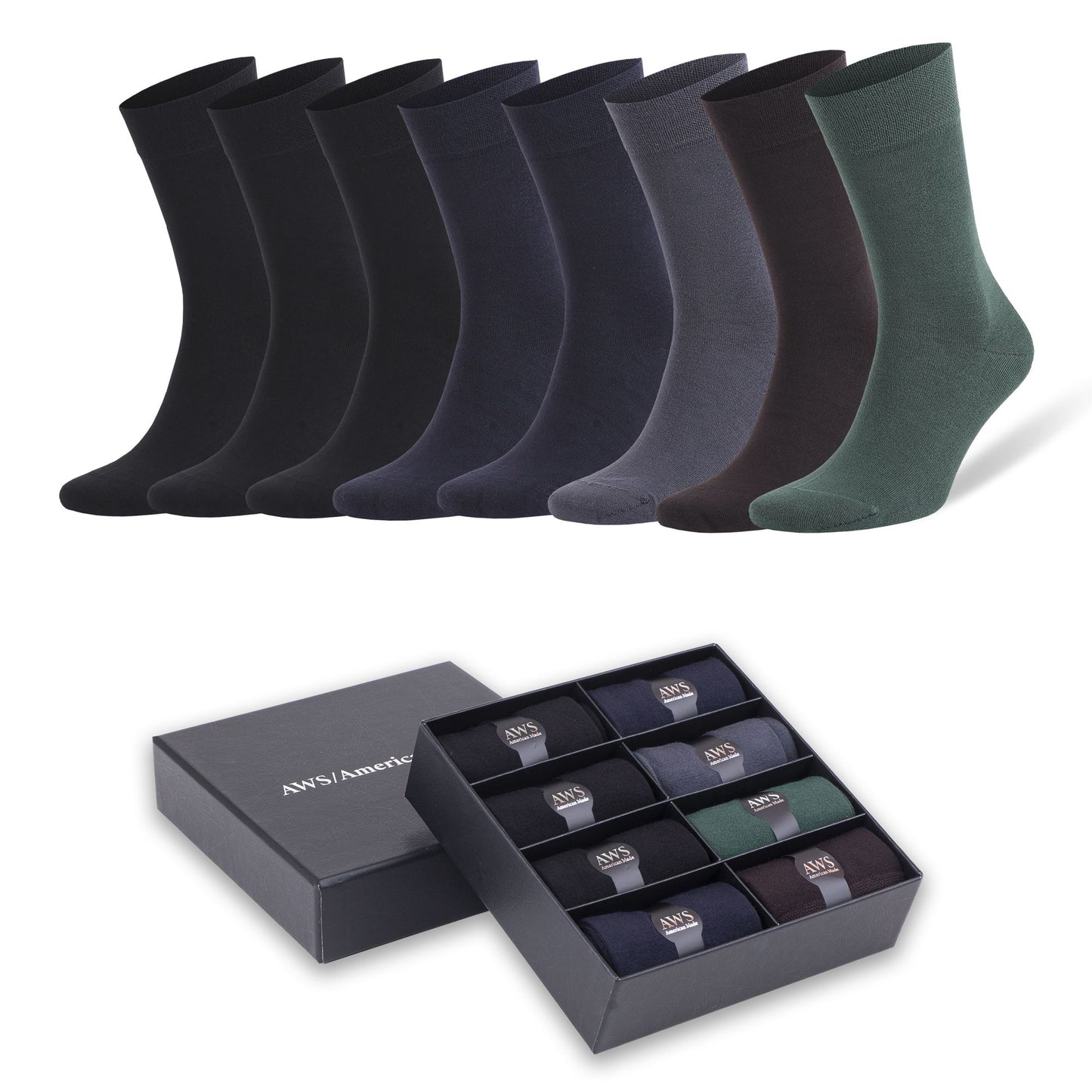 Men's Bamboo Trouser Dress Socks with Gift Box 8 Pairs Size 8-11.5