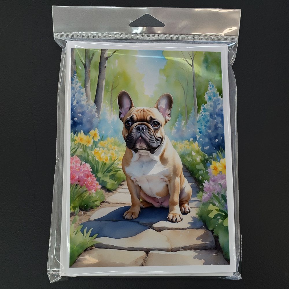 French Bulldog Spring Path Greeting Cards Pack of 8 Blank Cards with Envelopes Whimsical A7 Size 5x7 Blank Note Cards