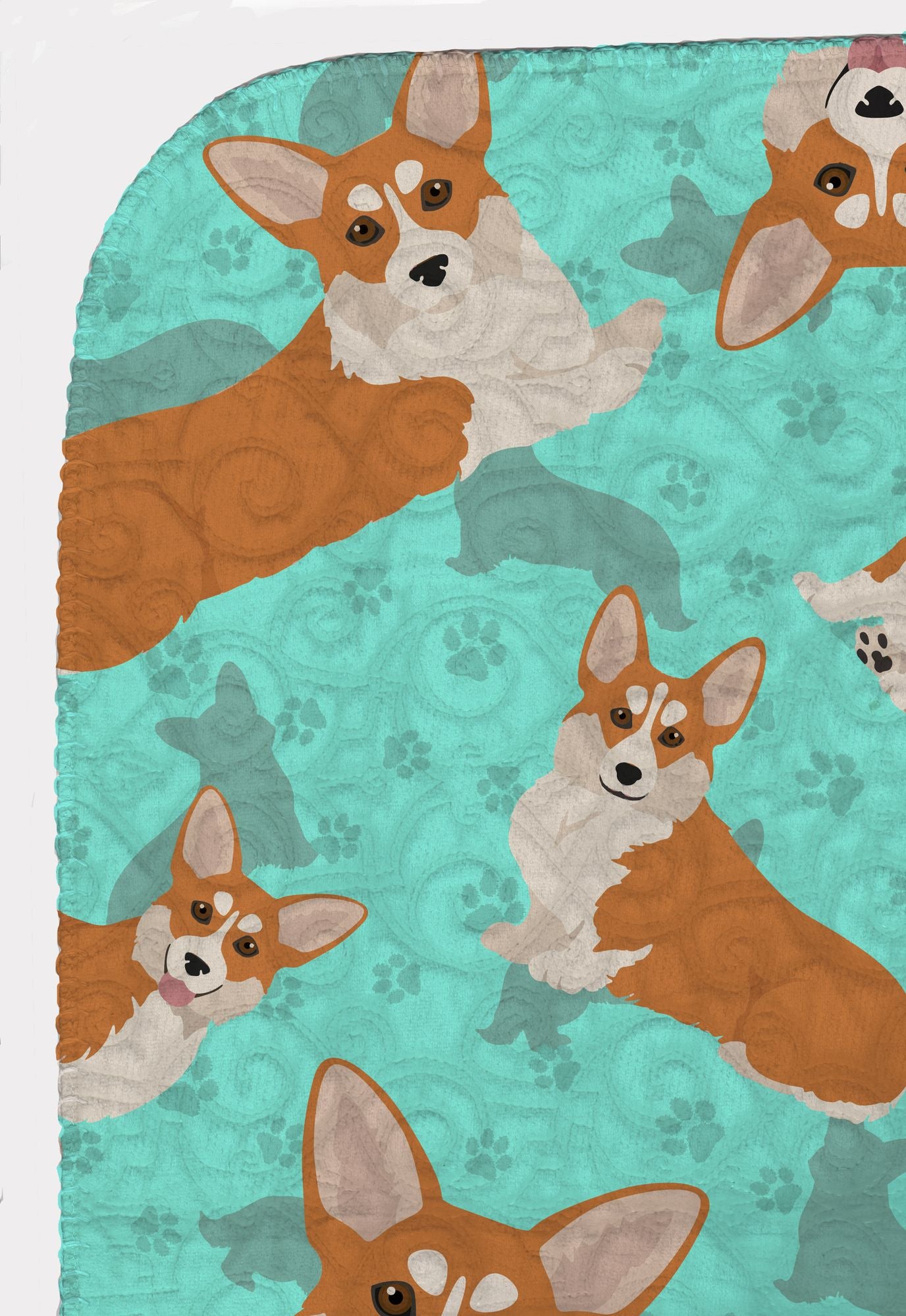 Red and White Pembroke Corgi Quilted Blanket 50x60 Artwork Pattern Quilted Throw Blanket for Bed, Couch, Sofa, Soft and Lightweight