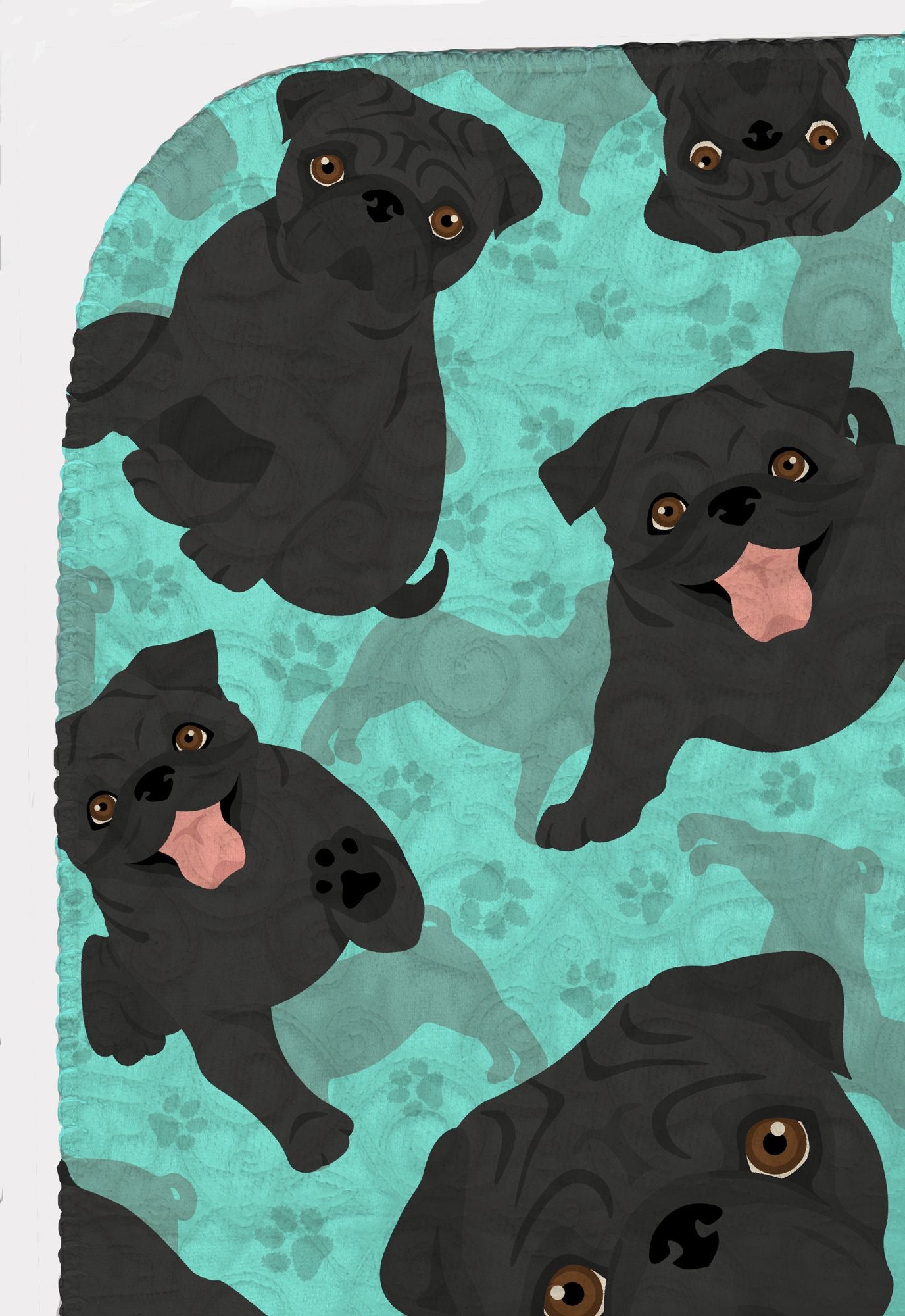 Black Pug Quilted Blanket 50x60 Artwork Pattern Quilted Throw Blanket for Bed, Couch, Sofa, Soft and Lightweight