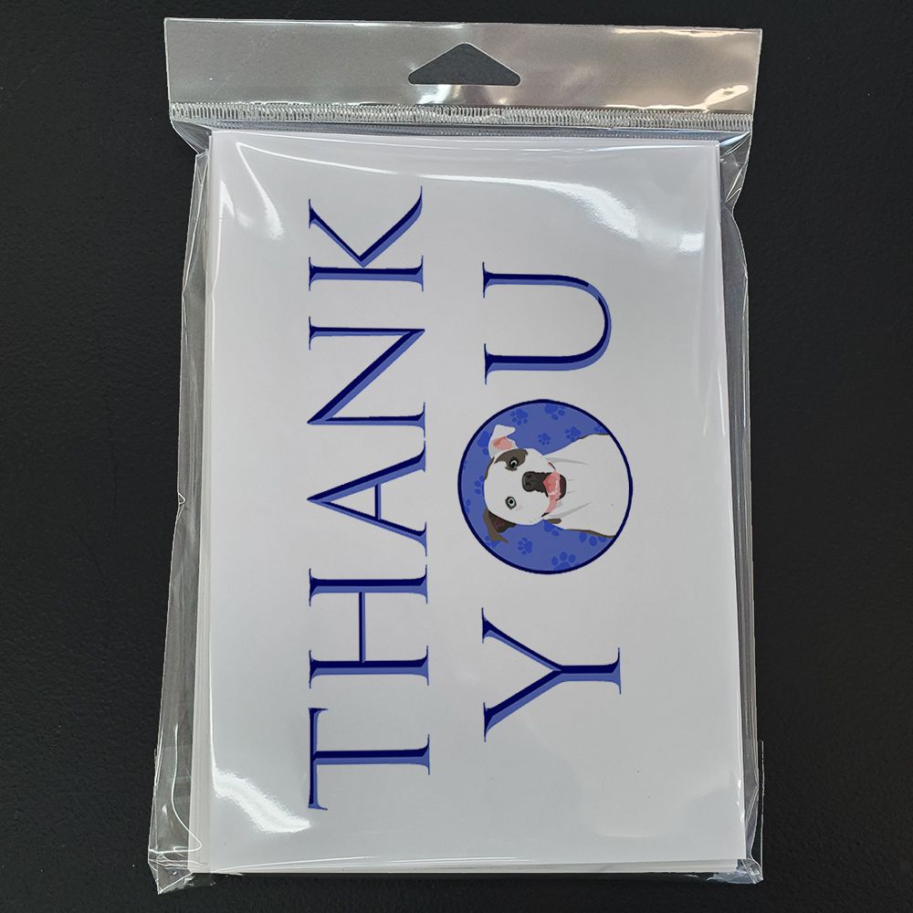 Pit Bull White #3 Thank You Greeting Cards Pack of 8 Blank Cards with Envelopes Whimsical A7 Size 5x7 Blank Note Cards
