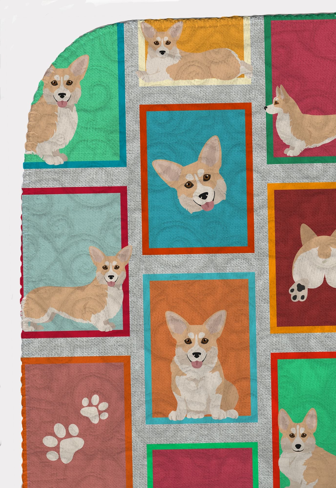 Lots of Fawn Pembroke Corgi Quilted Blanket 50x60 Artwork Pattern Quilted Throw Blanket for Bed, Couch, Sofa, Soft and Lightweight