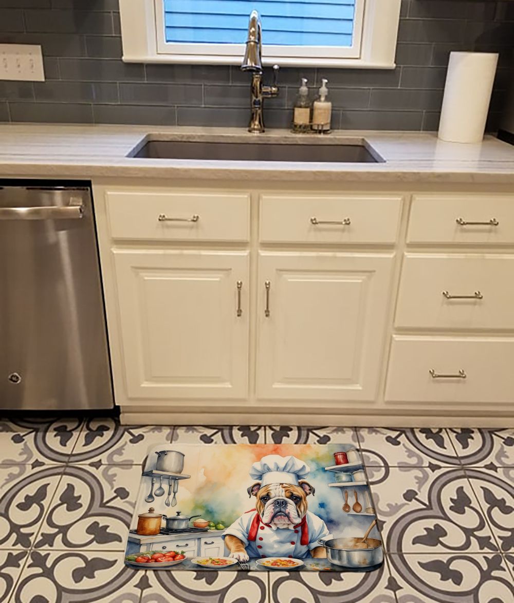 English Bulldog The Chef Memory Foam Kitchen Mat Machine Washable Anti-Fatigue Mat Cushion Comfort Bath Mat or Kitchen Rug