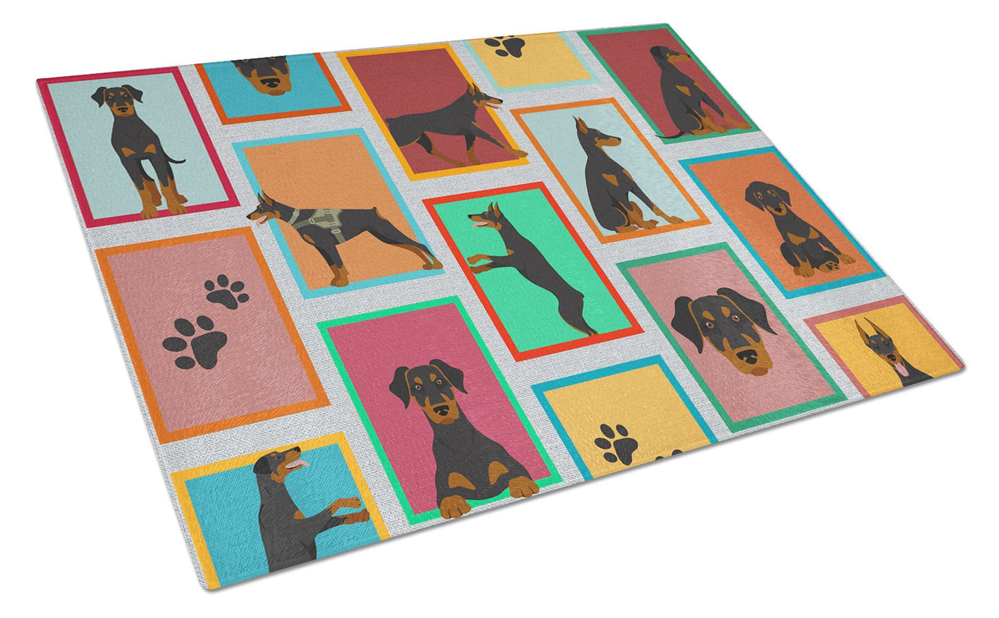 NEW Lots of Doberman Pinscher Glass Cutting Board Decorative Tempered Glass Kitchen Cutting and Serving Board Large Size Chopping Board