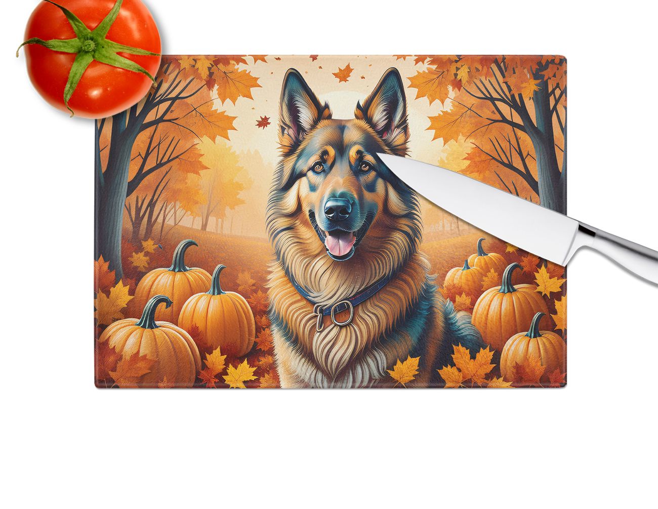 NEW Belgian Tervuren Fall Glass Cutting Board Decorative Tempered Glass Kitchen Cutting and Serving Board Large Size Chopping Board