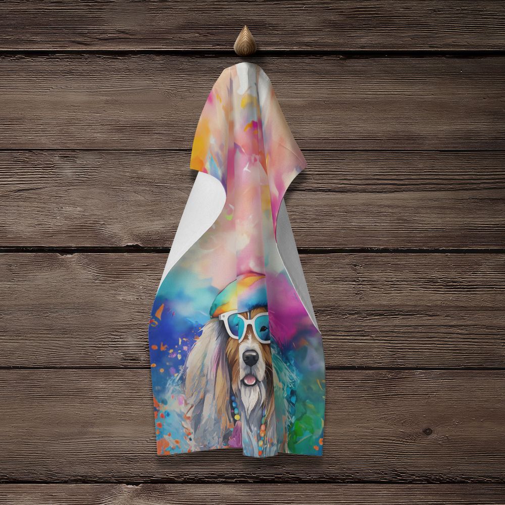 Bearded Collie Hippie Dawg Kitchen Towel Dish Cloths Guest Hand Towel Decorative Bathroom Towel for Face,Tea, Dishcloth, Kitchen and Bath