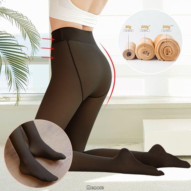 Winter Thermal Pantyhose Women Thicken Stockings Fake Translucent Pantyhose Fleece Lined Tights High Waist Elastic Wool Socks - Clothes For Her Online Store