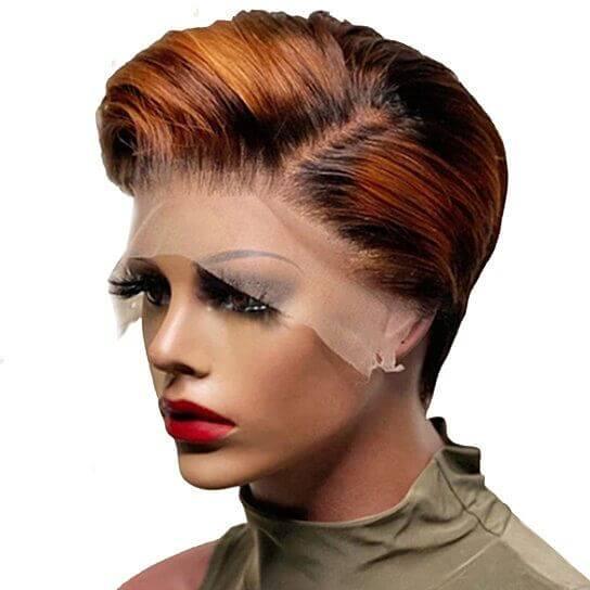 Women Dyed Lace Short Straight Synthetic Wig Hairpiece for Party - Clothes For Her Online Store