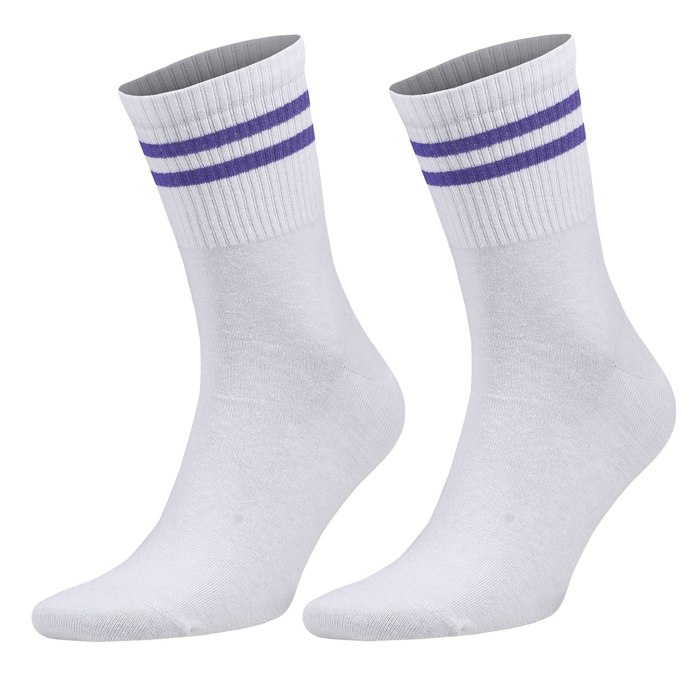 Athletic Tennis Crew Socks for Women with Stripes 6 Pairs Shoe Size 5 to 10