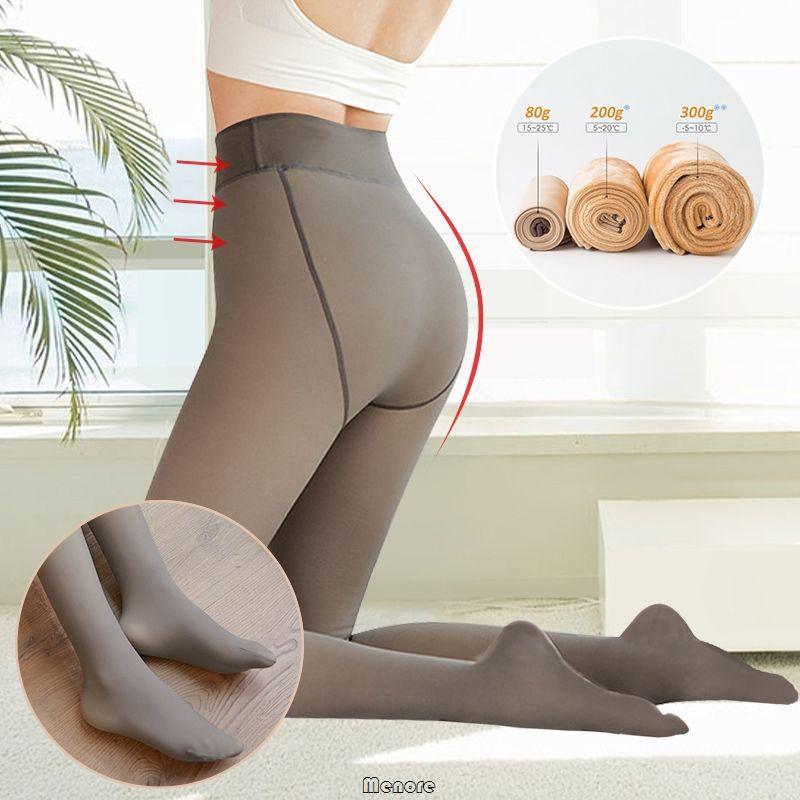 Winter Thermal Pantyhose Women Thicken Stockings Fake Translucent Pantyhose Fleece Lined Tights High Waist Elastic Wool Socks - Clothes For Her Online Store