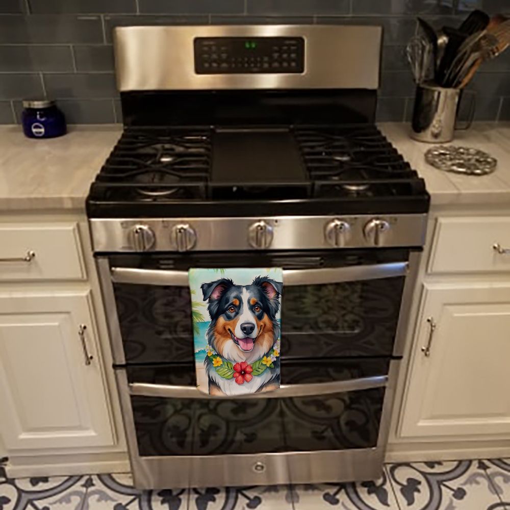 Australian Shepherd Luau Kitchen Towel Dish Cloths Guest Hand Towel Decorative Bathroom Towel for Face,Tea, Dishcloth, Kitchen and Bath