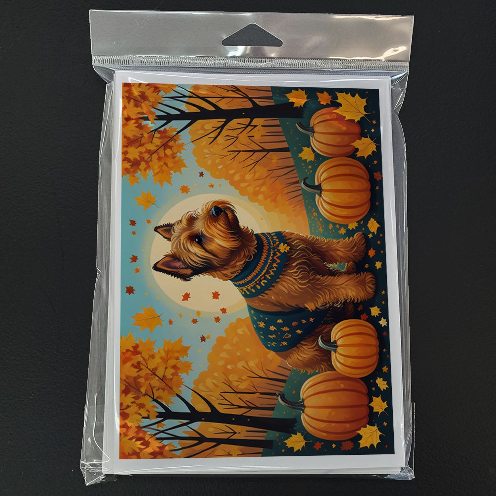 Welsh Terrier Fall Greeting Cards Pack of 8 Blank Cards with Envelopes Whimsical A7 Size 5x7 Blank Note Cards