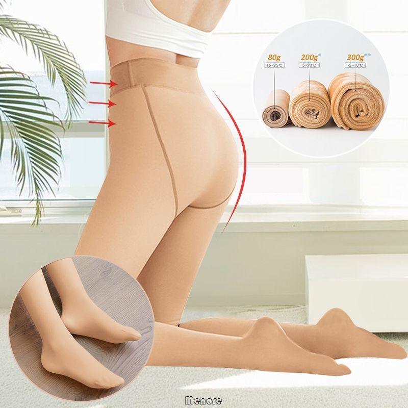 Winter Thermal Pantyhose Women Thicken Stockings Fake Translucent Pantyhose Fleece Lined Tights High Waist Elastic Wool Socks - Clothes For Her Online Store