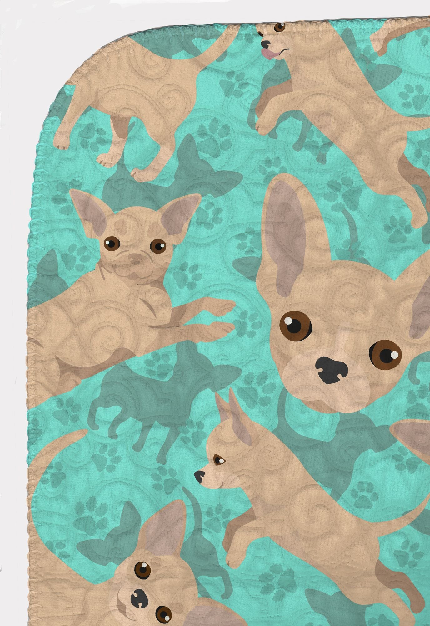 Cream Chihuahua Quilted Blanket 50x60 Artwork Pattern Quilted Throw Blanket for Bed, Couch, Sofa, Soft and Lightweight