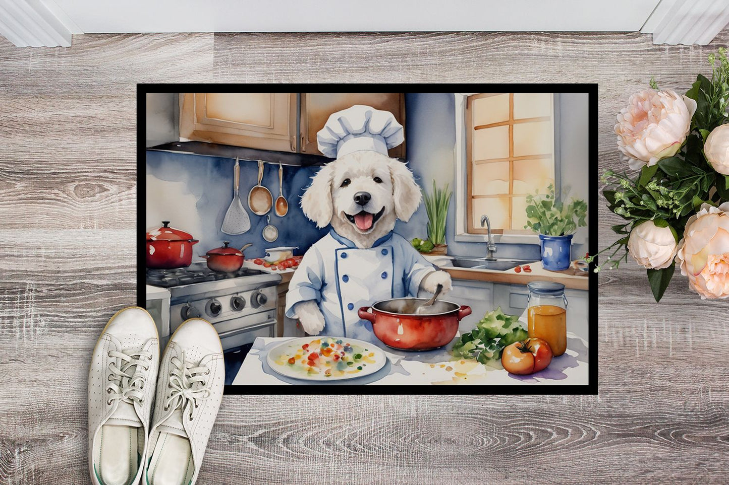 NEW Kuvasz The Chef Doormat Front Door Mat Indoor Outdoor Rugs for Entryway, Non Slip Washable Low Pile, 18H X 27W