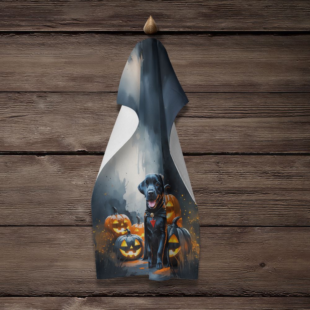 Black Labrador Retriever Puppy Halloween Kitchen Towel Dish Cloths Guest Hand Towel Decorative Bathroom Towel for Face,Tea, Dishcloth, Kitchen and Bath