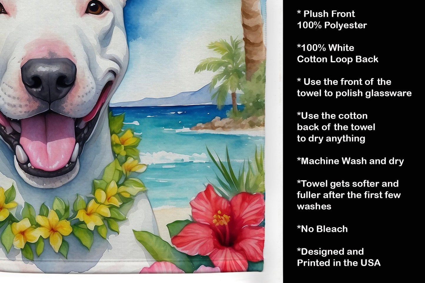 NEW Bull Terrier Luau Kitchen Towel Dish Cloths Guest Hand Towel Decorative Bathroom Towel for Face,Tea, Dishcloth, Kitchen and Bath