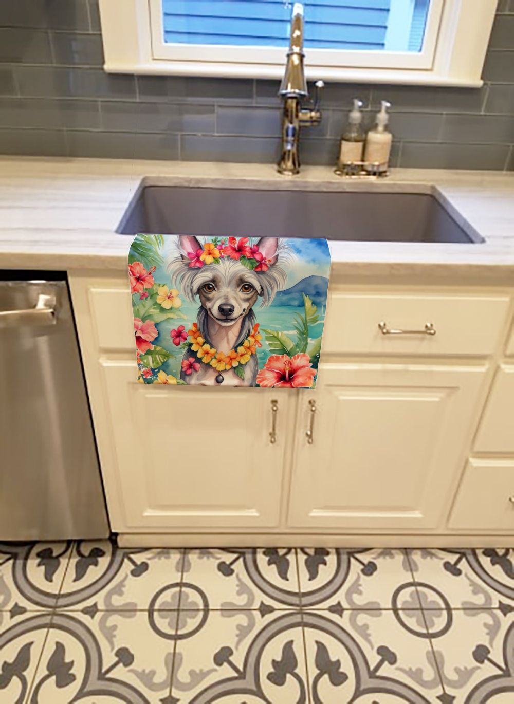 Chinese Crested Luau Kitchen Towel Dish Cloths Guest Hand Towel Decorative Bathroom Towel for Face,Tea, Dishcloth, Kitchen and Bath