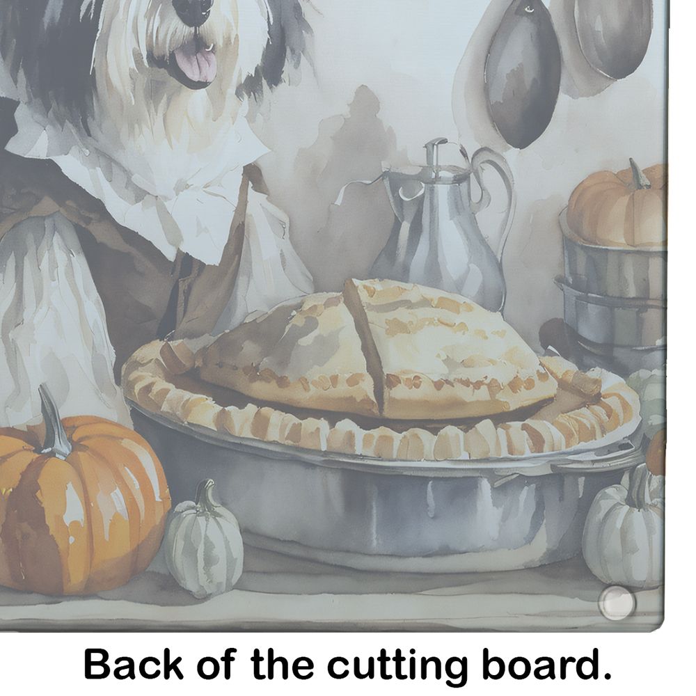 NEW Old English Sheepdog Fall Kitchen Pumpkins Glass Cutting Board Decorative Tempered Glass Kitchen Cutting and Serving Board Large Size Chopping Board