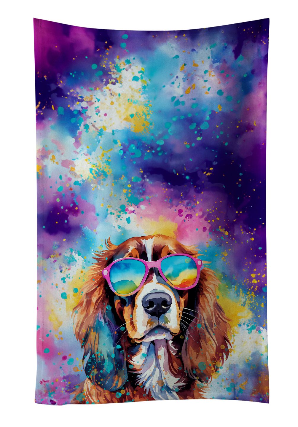 Cavalier Spaniel Hippie Dawg Kitchen Towel Dish Cloths Guest Hand Towel Decorative Bathroom Towel for Face,Tea, Dishcloth, Kitchen and Bath
