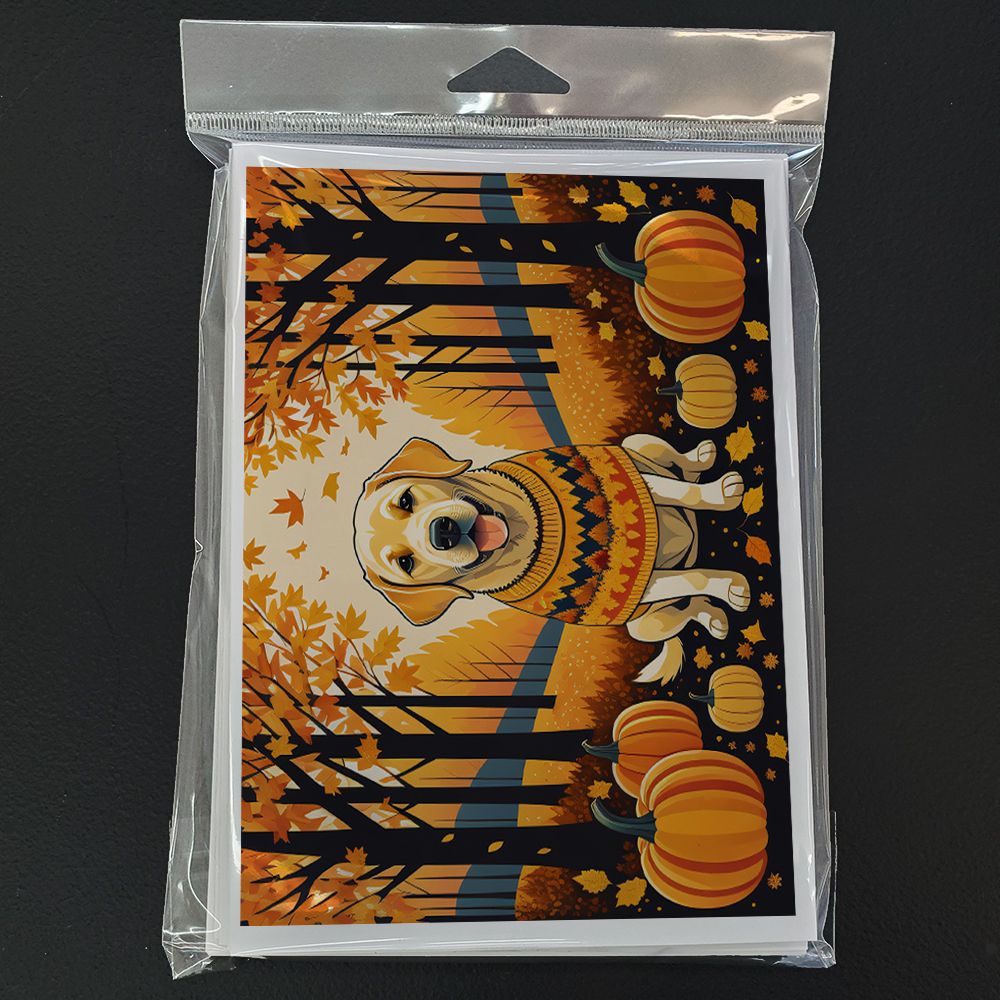 Yellow Labrador Retriever Fall Greeting Cards Pack of 8 Blank Cards with Envelopes Whimsical A7 Size 5x7 Blank Note Cards