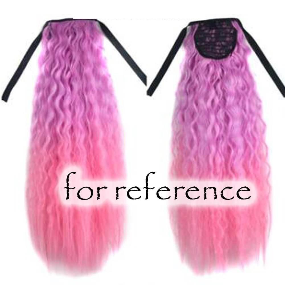 Wavy Curly Wrap Around Ponytail Wig Extension Woman Drawstring Synthetic Hair Extension Fluffy Hairpiece,Gradient Pink Halloween Dress Up Cosplay - Clothes For Her Online Store