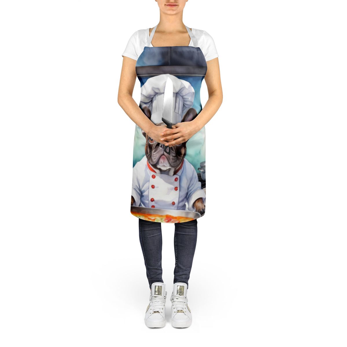 French Bulldog The Chef Apron Cooking Kitchen Server Baking Crafts Gardening for Adult Women Men, Unisex, Large, Multicolor