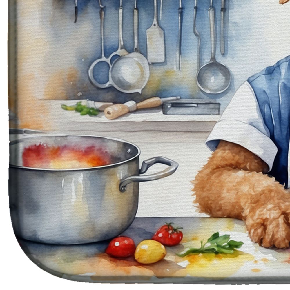 Airedale Terrier The Chef Dish Drying Mat Absorbent Dish Drying Mat Pad for Kitchen Counter Dish Drainer Mat for Countertop, 14 x 21", Multicolor