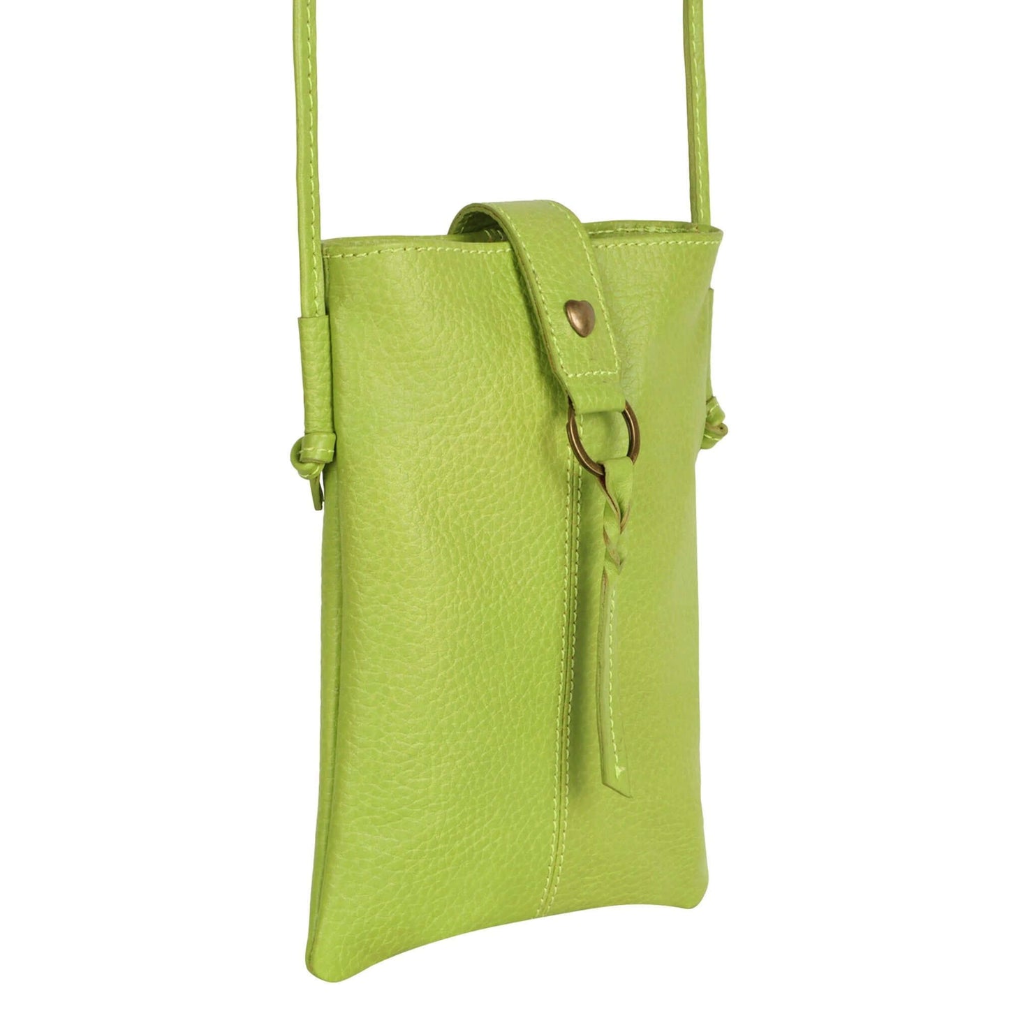 Jennie Small crossbody bag w/ slim strap closure & tassel - Lime Green
