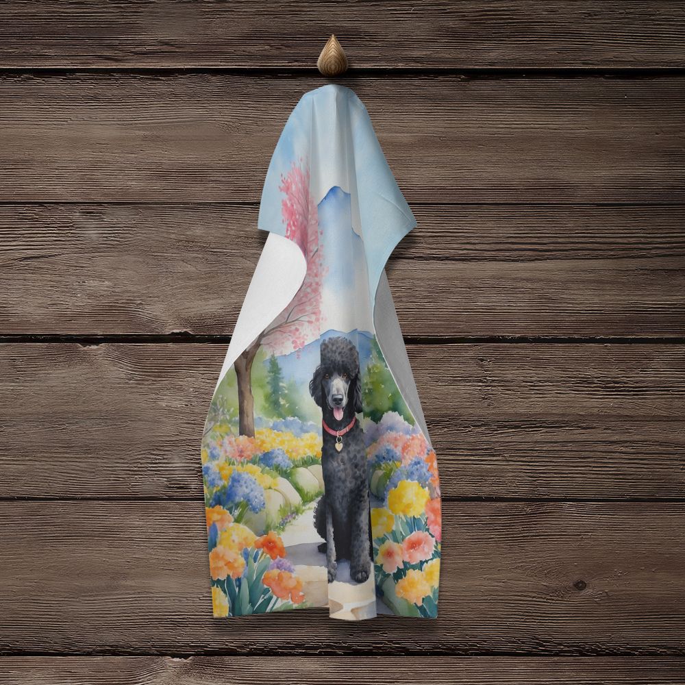 Black Poodle Spring Path Kitchen Towel Dish Cloths Guest Hand Towel Decorative Bathroom Towel for Face,Tea, Dishcloth, Kitchen and Bath