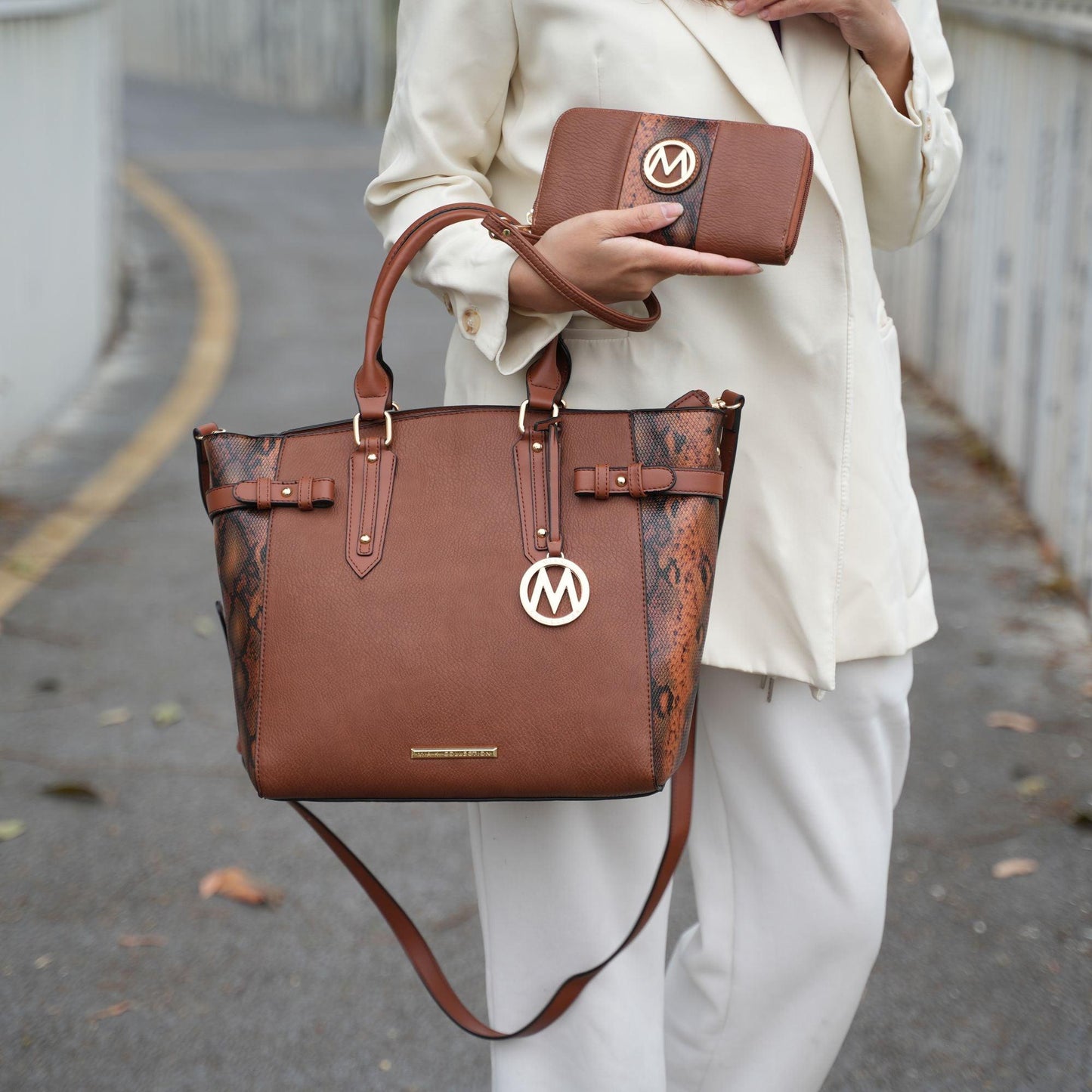 MKF Collection Joelle Faux Snake Embossed Women Tote bag with matching Wallet by Mia K - Clothes For Her Online Store